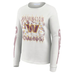 Washington Commanders WEAR by Erin Andrews Women's Graphic Waffle Long-Sleeve T-Shirt White | NFL