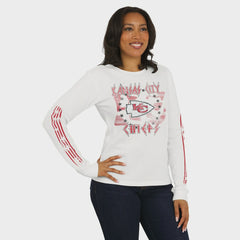Kansas City Chiefs WEAR by Erin Andrews Women's Graphic Waffle Long-Sleeve T-Shirt White | NFL