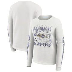 Baltimore Ravens WEAR by Erin Andrews Women's Graphic Waffle Long-Sleeve T-Shirt White | NFL