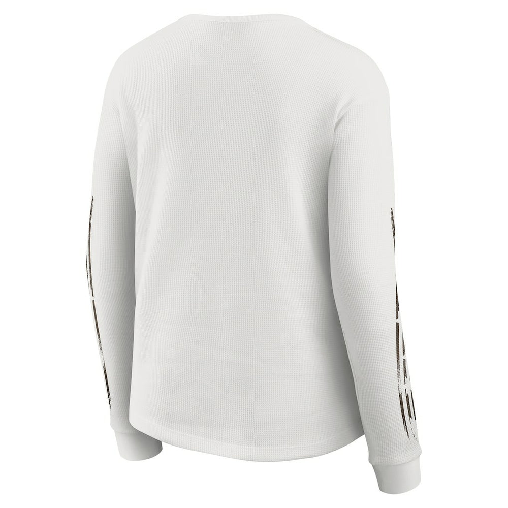 Cleveland Browns WEAR by Erin Andrews Women's Graphic Waffle Long-Sleeve T-Shirt White | NFL