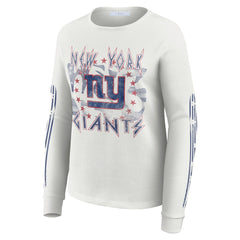 New York Giants WEAR by Erin Andrews Women's Graphic Waffle Long-Sleeve T-Shirt White | NFL