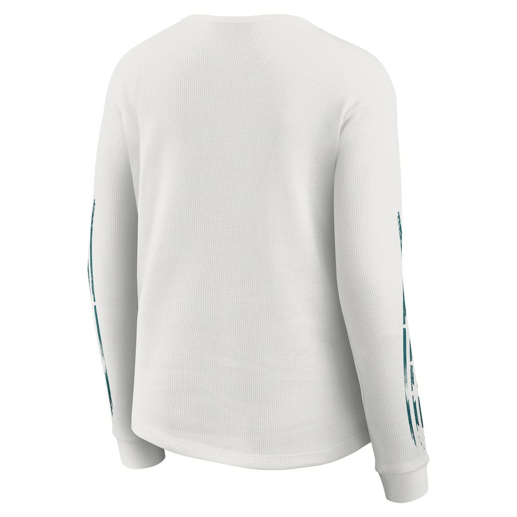 Philadelphia Eagles WEAR by Erin Andrews Women's Graphic Waffle Long-Sleeve T-Shirt White | NFL