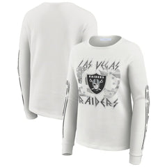 Las Vegas Raiders WEAR by Erin Andrews Women's Graphic Waffle Long-Sleeve T-Shirt White | NFL