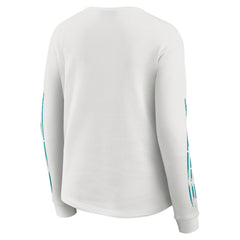 Miami Dolphins WEAR by Erin Andrews Women's Graphic Waffle Long-Sleeve T-Shirt White | NFL