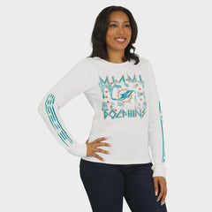 Miami Dolphins WEAR by Erin Andrews Women's Graphic Waffle Long-Sleeve T-Shirt White | NFL