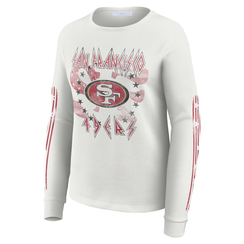 San Francisco 49ers WEAR by Erin Andrews Women's Graphic Waffle Long-Sleeve T-Shirt White | NFL