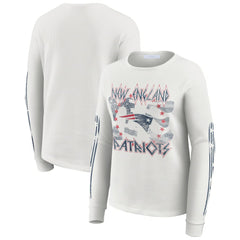 New England Patriots WEAR by Erin Andrews Women's Graphic Waffle Long-Sleeve T-Shirt White | NFL
