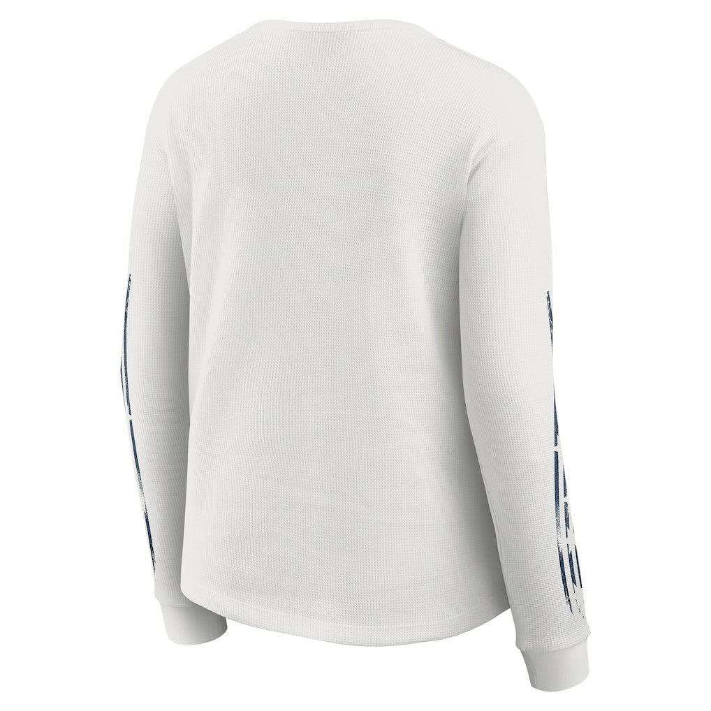 New England Patriots WEAR by Erin Andrews Women's Graphic Waffle Long-Sleeve T-Shirt White | NFL