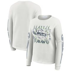 Seattle Seahawks WEAR by Erin Andrews Women's Graphic Waffle Long-Sleeve T-Shirt White | NFL