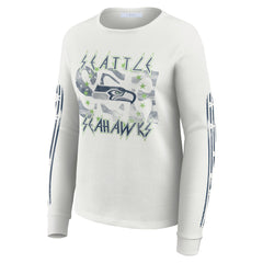 Seattle Seahawks WEAR by Erin Andrews Women's Graphic Waffle Long-Sleeve T-Shirt White | NFL