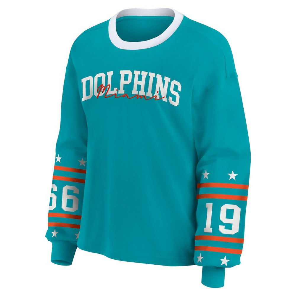 Miami Dolphins WEAR by Erin Andrews Women's Sport Long-Sleeve T-Shirt Aqua | NFL