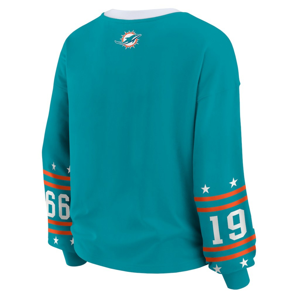 Miami Dolphins WEAR by Erin Andrews Women's Sport Long-Sleeve T-Shirt Aqua | NFL