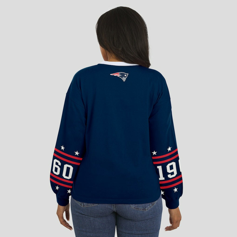 New England Patriots WEAR by Erin Andrews Women's Sport Long-Sleeve T-Shirt Navy | NFL