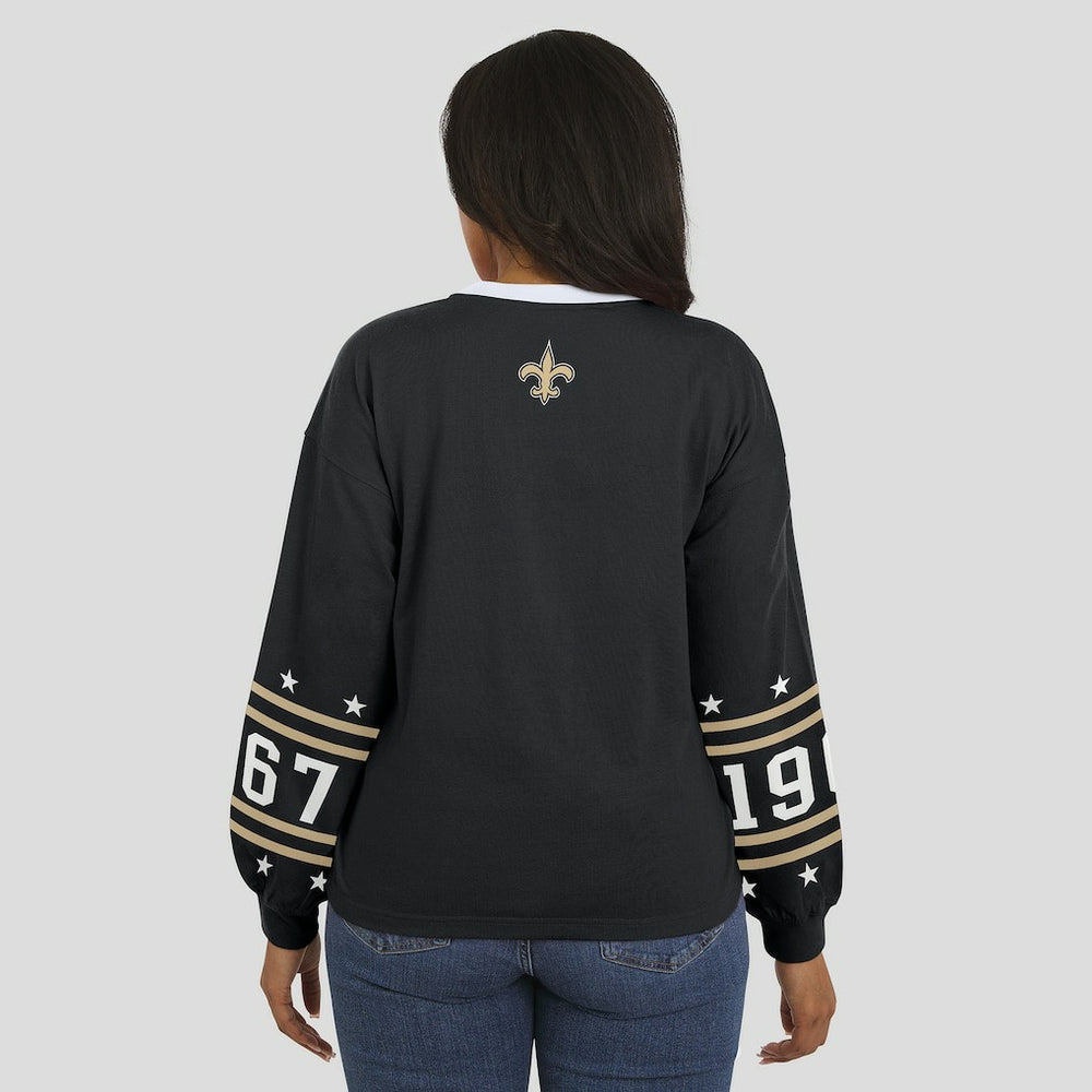 New Orleans Saints WEAR by Erin Andrews Women's Sport Long-Sleeve T-Shirt Black | NFL