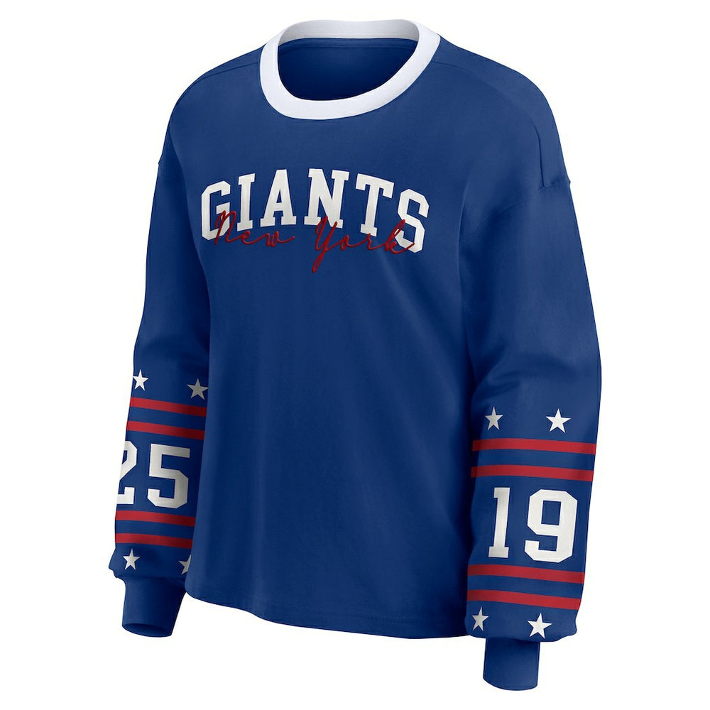 New York Giants WEAR by Erin Andrews Women's Sport Long-Sleeve T-Shirt Royal | NFL