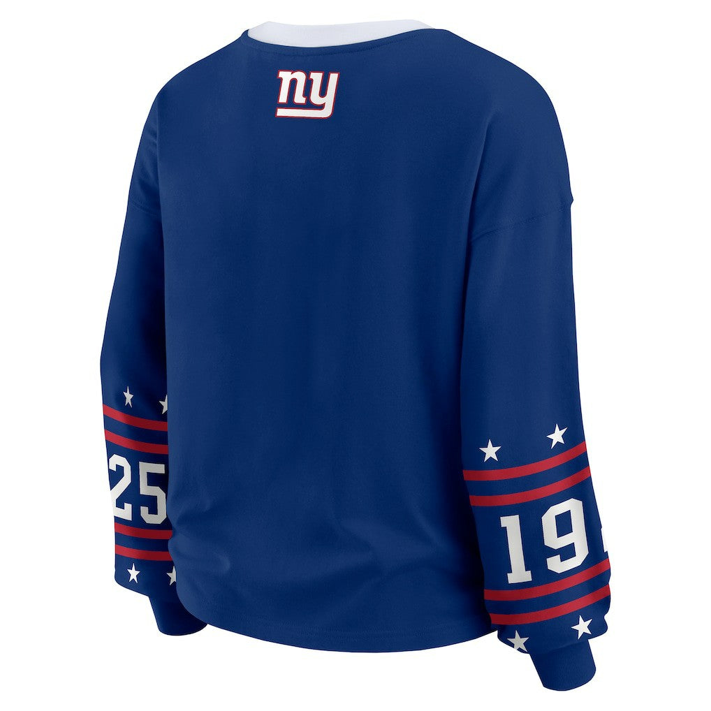 New York Giants WEAR by Erin Andrews Women's Sport Long-Sleeve T-Shirt Royal | NFL