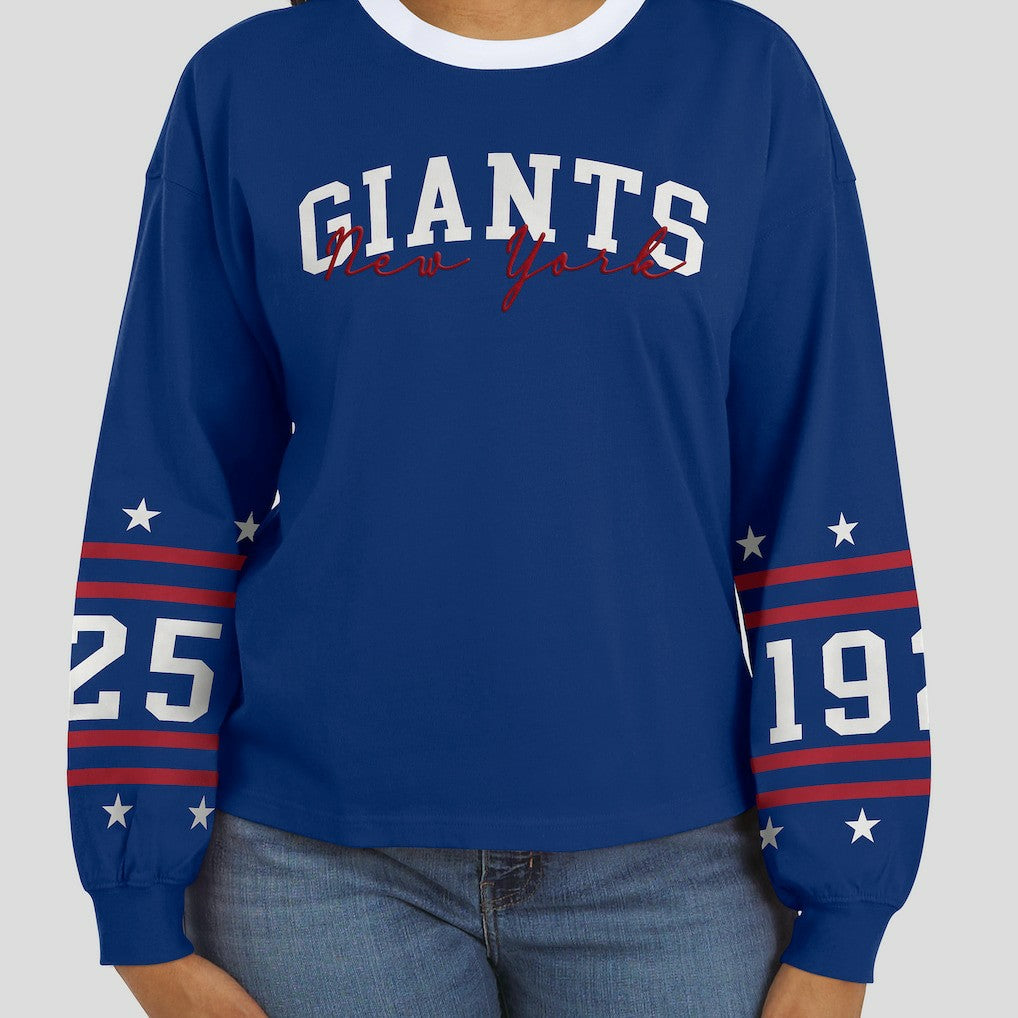 New York Giants WEAR by Erin Andrews Women's Sport Long-Sleeve T-Shirt Royal | NFL