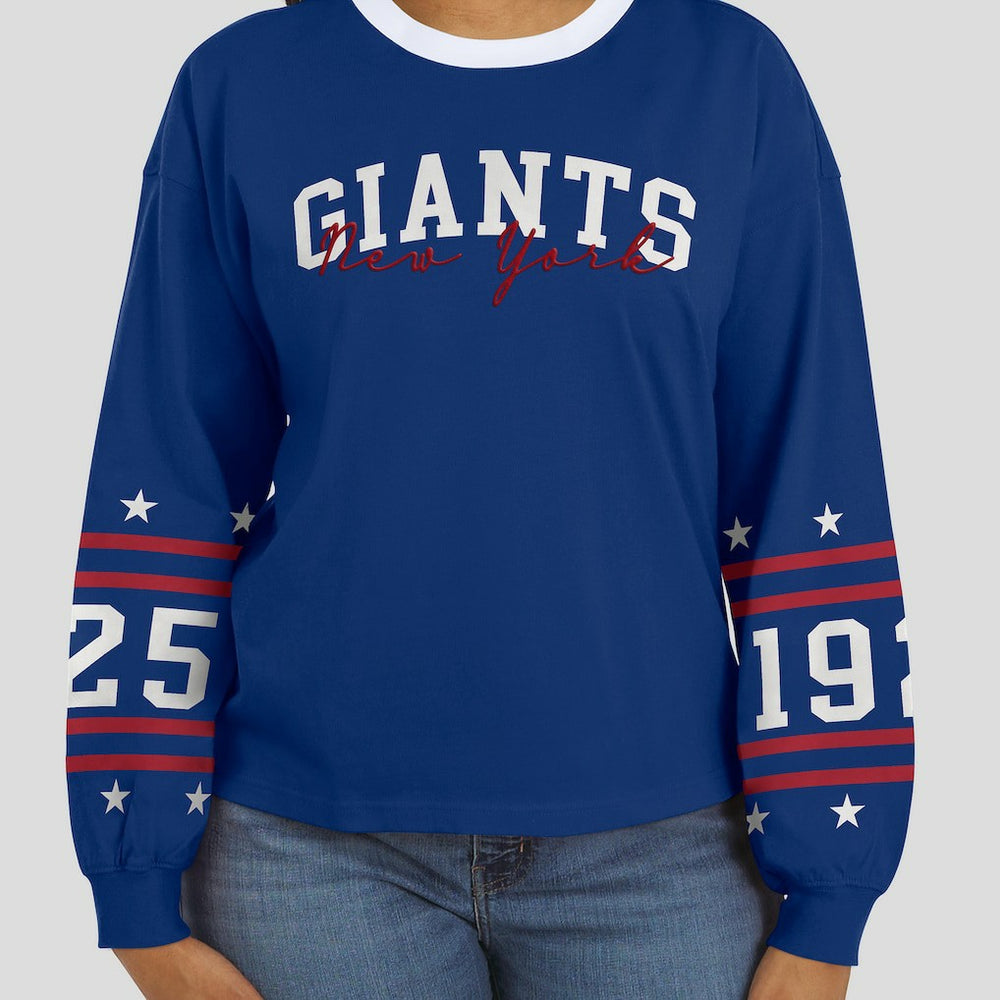 New York Giants WEAR by Erin Andrews Women's Sport Long-Sleeve T-Shirt Royal | NFL