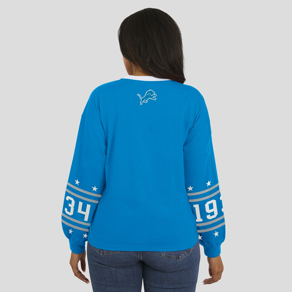 Detroit Lions WEAR by Erin Andrews Women's Sport Long-Sleeve T-Shirt Blue | NFL