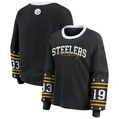 Pittsburgh Steelers WEAR by Erin Andrews Women's Sport Long-Sleeve T-Shirt Black | NFL