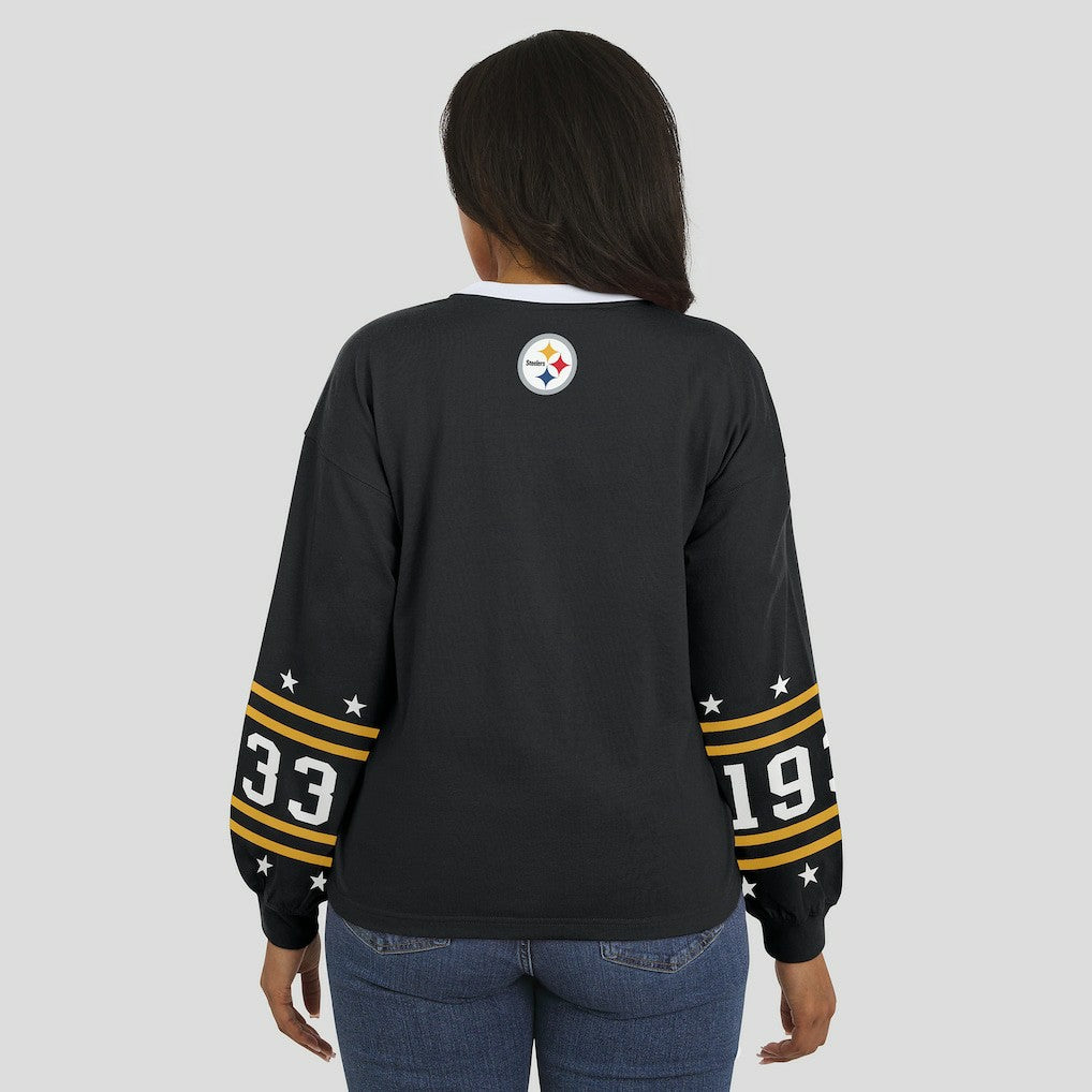 Pittsburgh Steelers WEAR by Erin Andrews Women's Sport Long-Sleeve T-Shirt Black | NFL