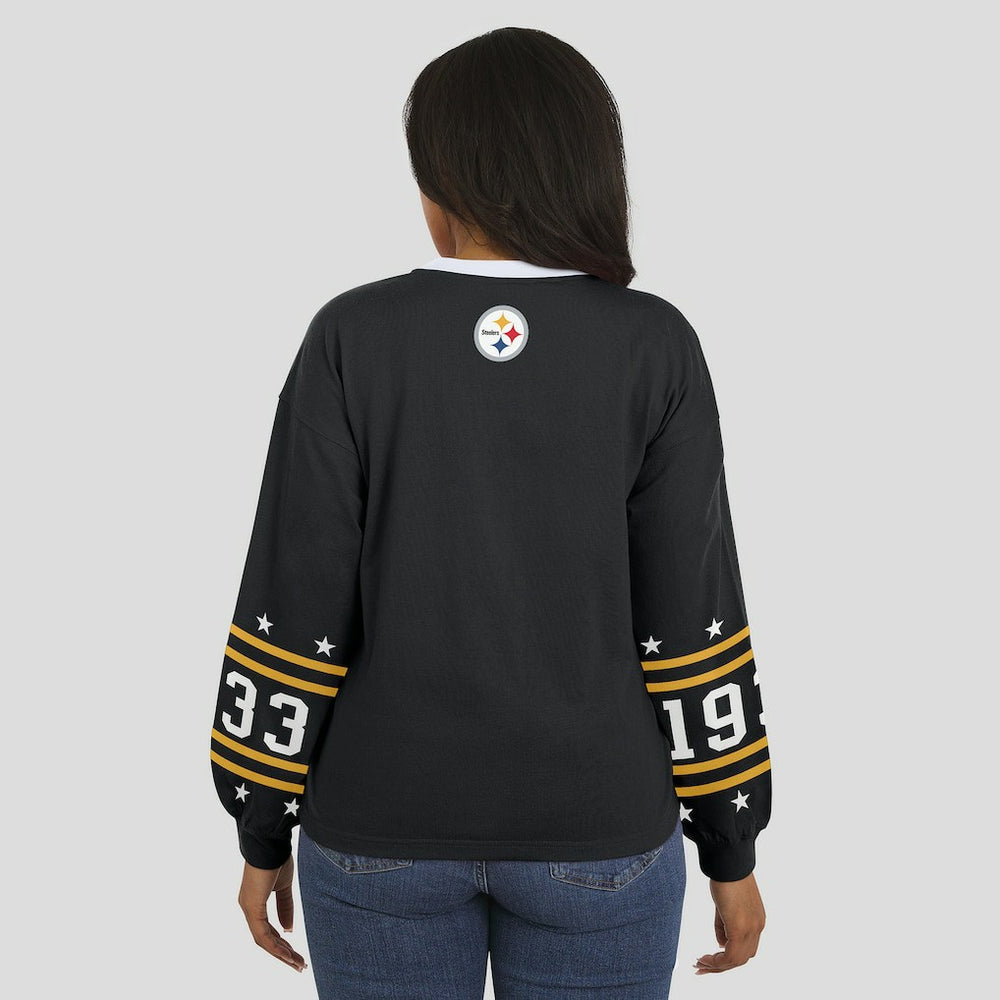 Pittsburgh Steelers WEAR by Erin Andrews Women's Sport Long-Sleeve T-Shirt Black | NFL
