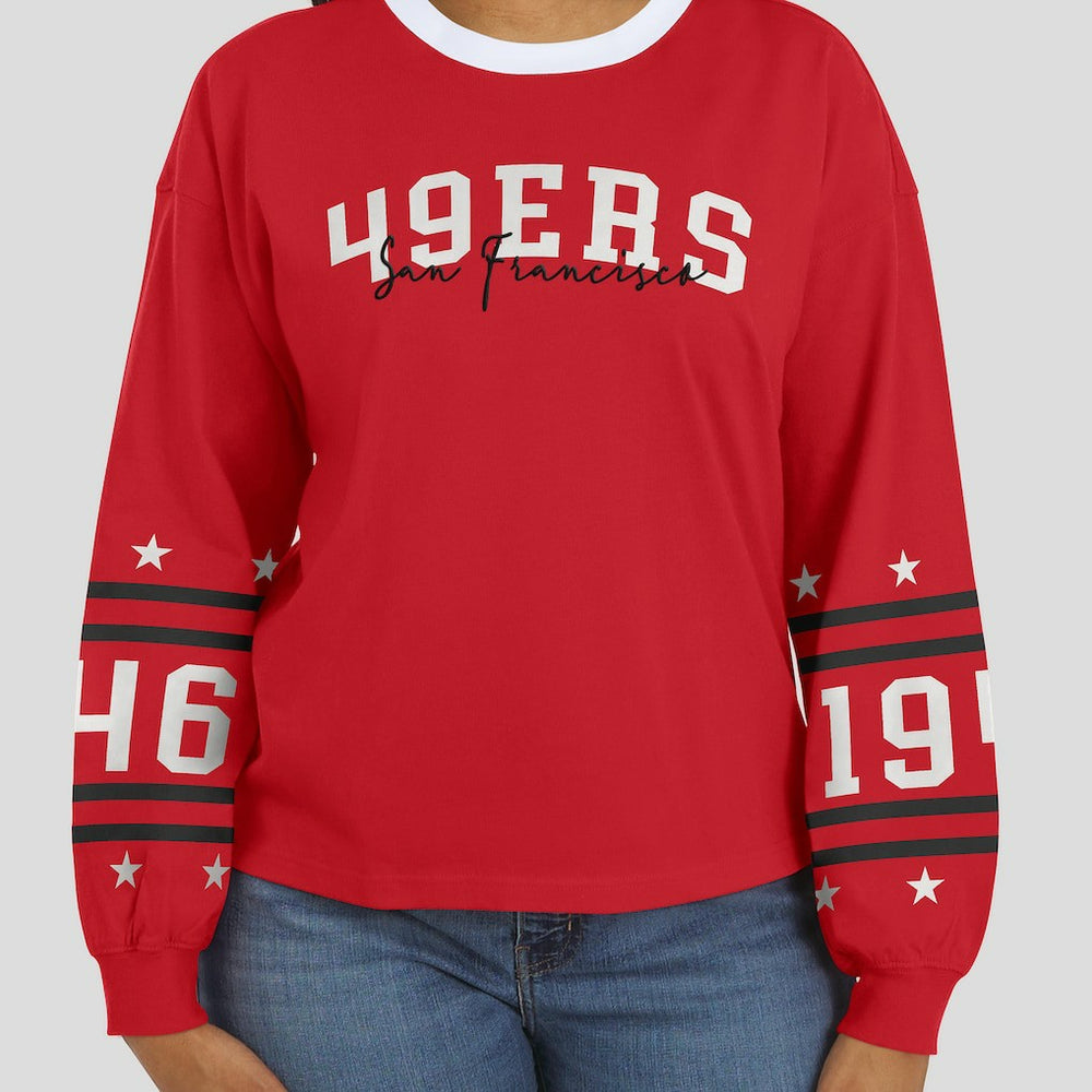 San Francisco 49ers WEAR by Erin Andrews Women's Sport Long-Sleeve T-Shirt Scarlet | NFL