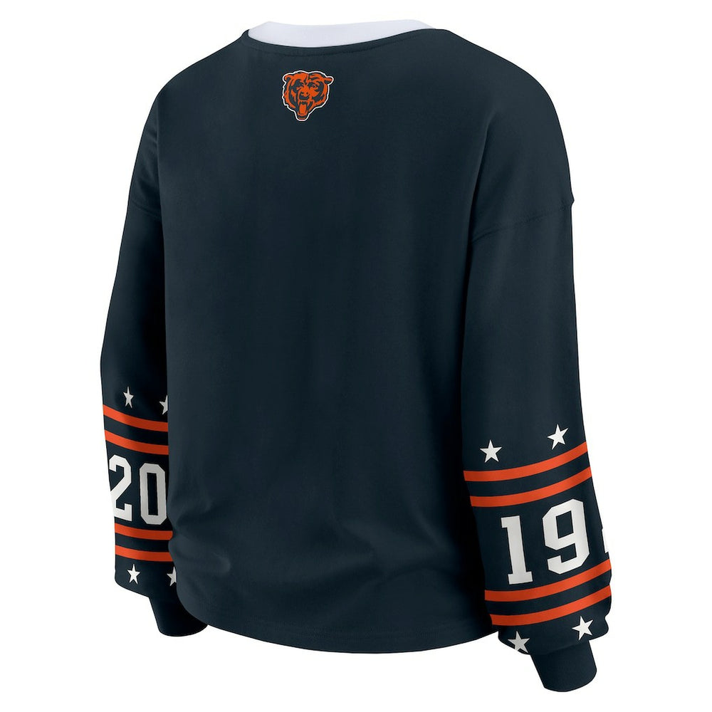 Chicago Bears WEAR by Erin Andrews Women's Sport Long-Sleeve T-Shirt Navy | NFL