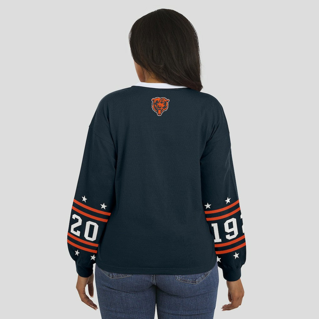 Chicago Bears WEAR by Erin Andrews Women's Sport Long-Sleeve T-Shirt Navy | NFL