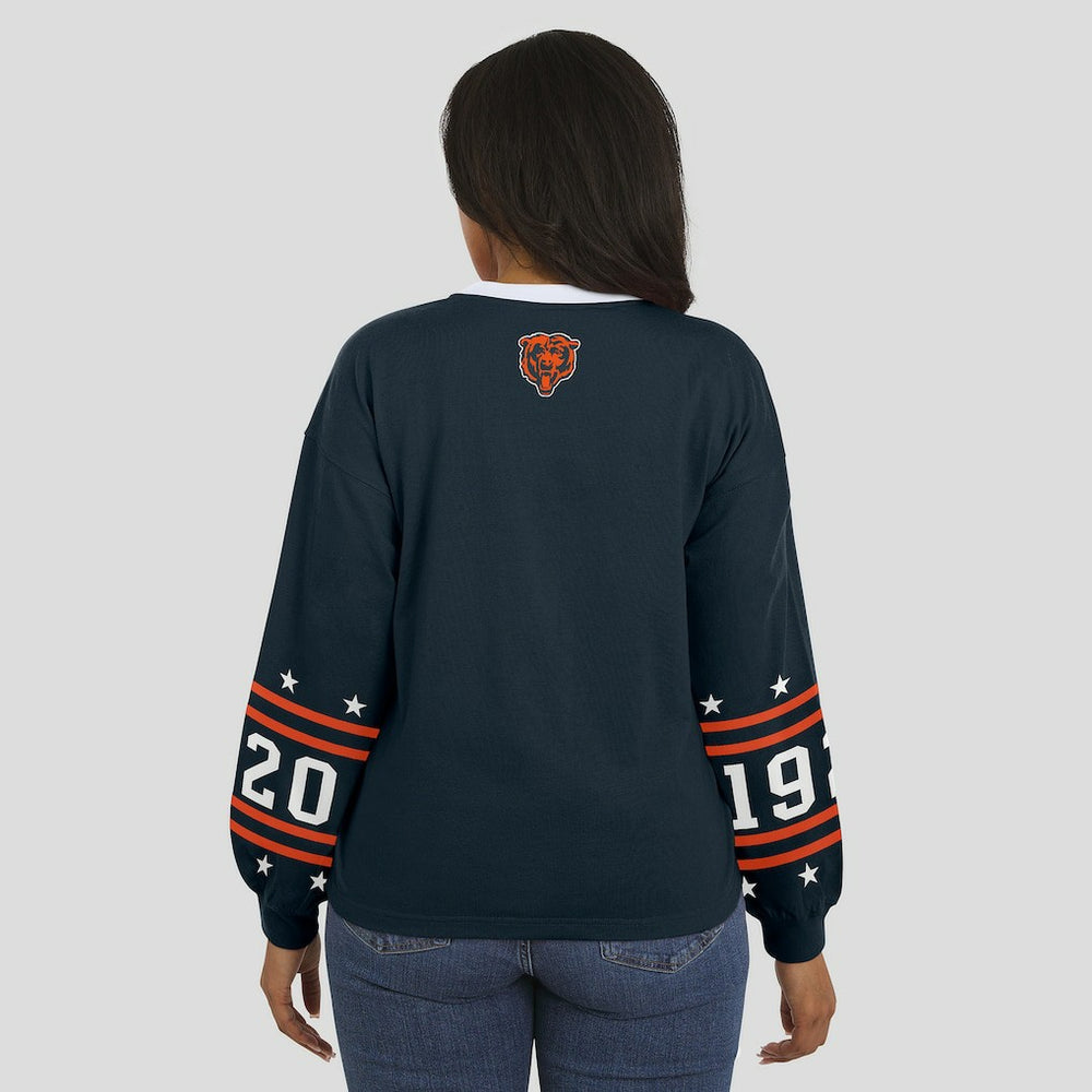 Chicago Bears WEAR by Erin Andrews Women's Sport Long-Sleeve T-Shirt Navy | NFL
