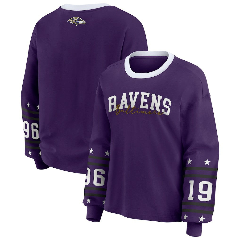 Baltimore Ravens WEAR by Erin Andrews Women's Sport Long-Sleeve T-Shirt Purple | NFL