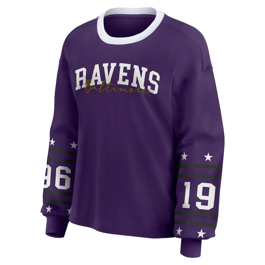 Baltimore Ravens WEAR by Erin Andrews Women's Sport Long-Sleeve T-Shirt Purple | NFL