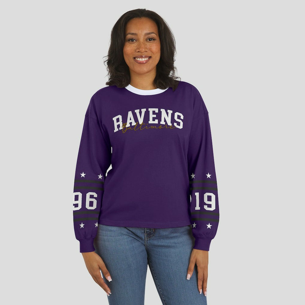 Baltimore Ravens WEAR by Erin Andrews Women's Sport Long-Sleeve T-Shirt Purple | NFL