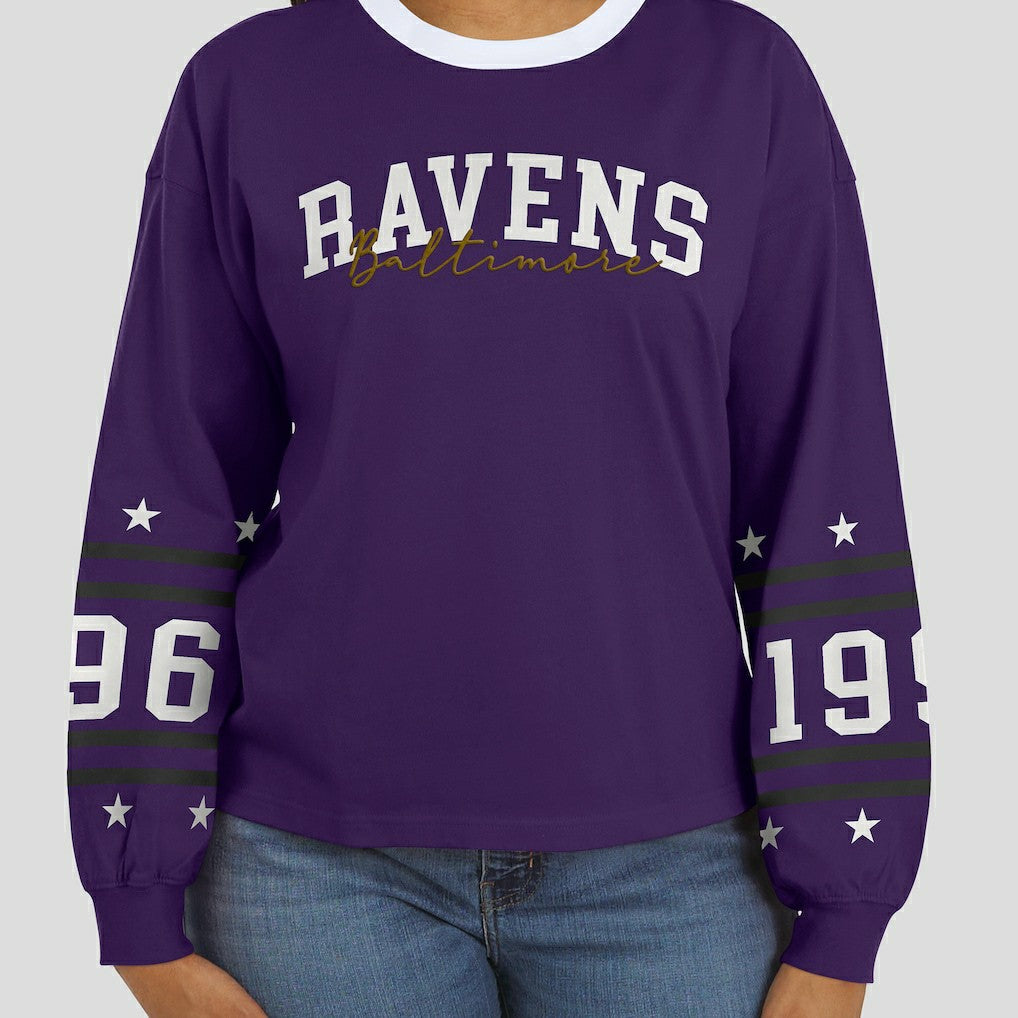 Baltimore Ravens WEAR by Erin Andrews Women's Sport Long-Sleeve T-Shirt Purple | NFL