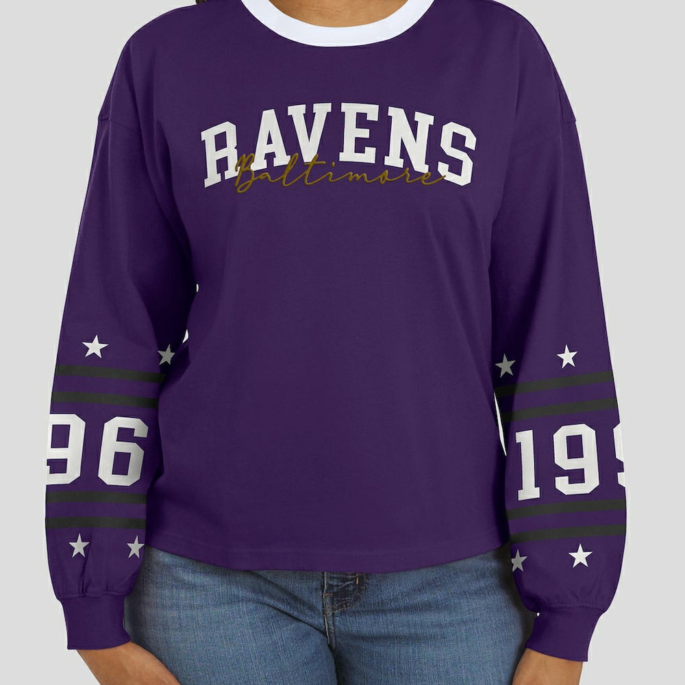 Baltimore Ravens WEAR by Erin Andrews Women's Sport Long-Sleeve T-Shirt Purple | NFL