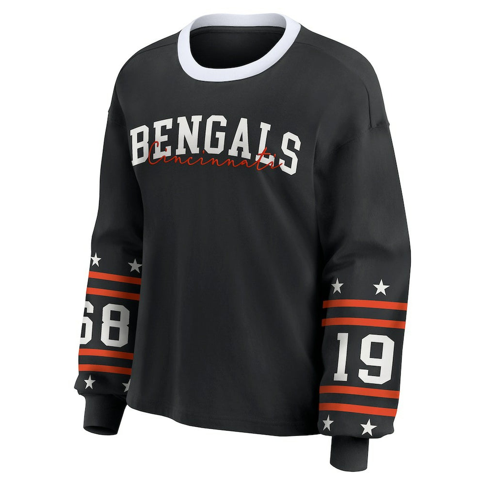 Cincinnati Bengals WEAR by Erin Andrews Women's Sport Long-Sleeve T-Shirt Black | NFL