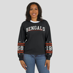 Cincinnati Bengals WEAR by Erin Andrews Women's Sport Long-Sleeve T-Shirt Black | NFL