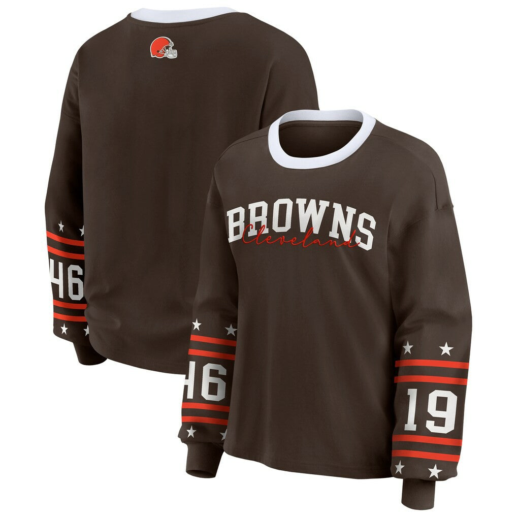 Cleveland Browns WEAR by Erin Andrews Women's Sport Long-Sleeve T-Shirt Brown | NFL