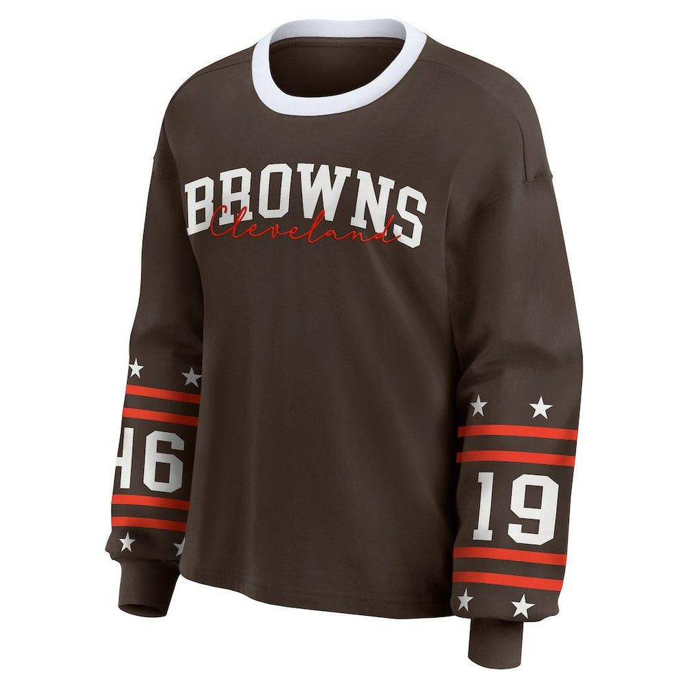 Cleveland Browns WEAR by Erin Andrews Women's Sport Long-Sleeve T-Shirt Brown | NFL