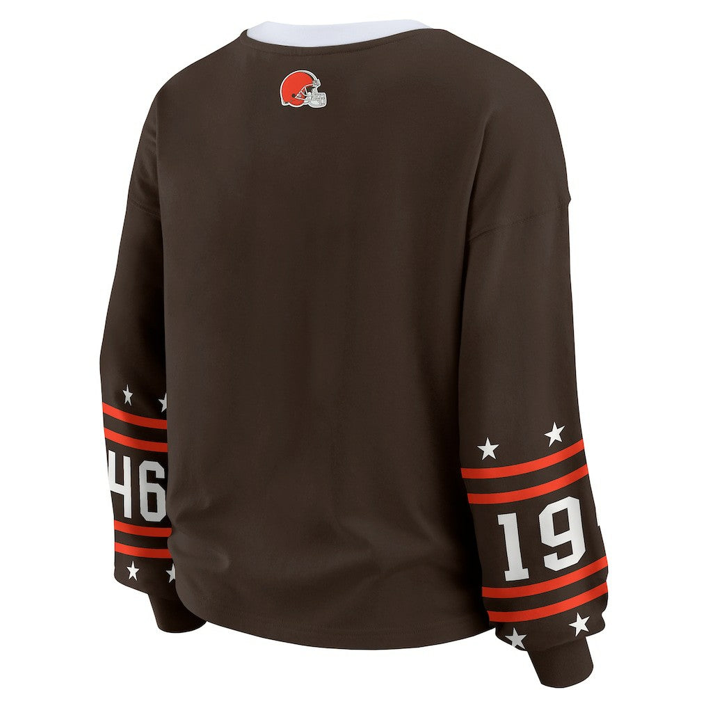 Cleveland Browns WEAR by Erin Andrews Women's Sport Long-Sleeve T-Shirt Brown | NFL