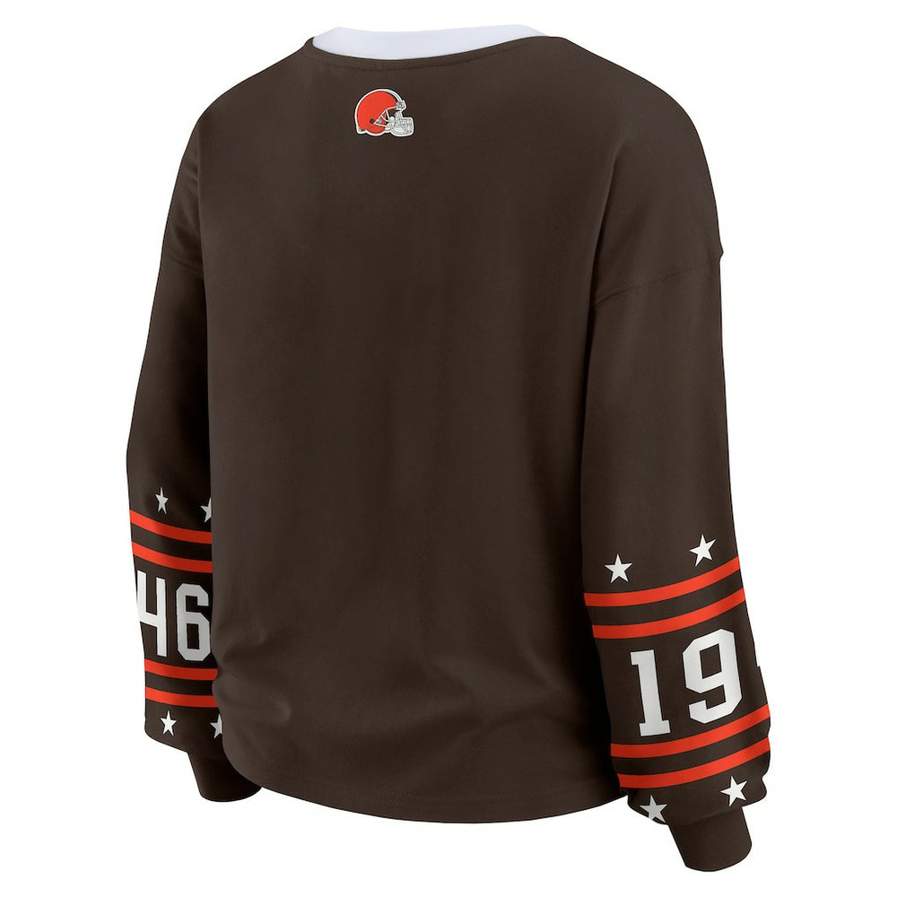 Cleveland Browns WEAR by Erin Andrews Women's Sport Long-Sleeve T-Shirt Brown | NFL