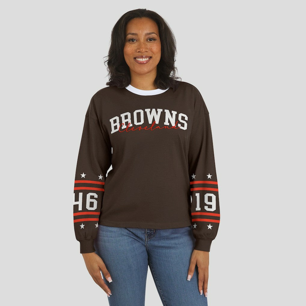 Cleveland Browns WEAR by Erin Andrews Women's Sport Long-Sleeve T-Shirt Brown | NFL
