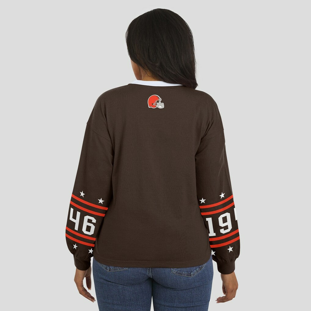 Cleveland Browns WEAR by Erin Andrews Women's Sport Long-Sleeve T-Shirt Brown | NFL
