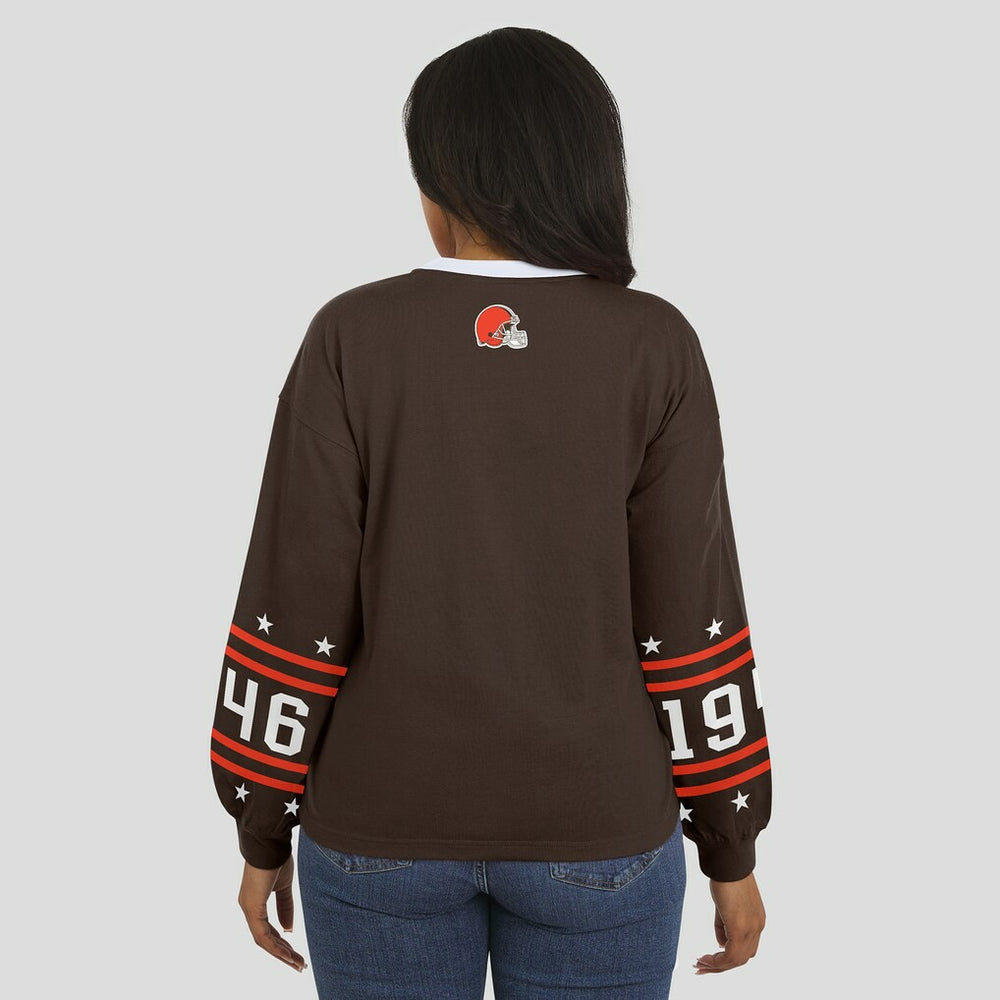 Cleveland Browns WEAR by Erin Andrews Women's Sport Long-Sleeve T-Shirt Brown | NFL