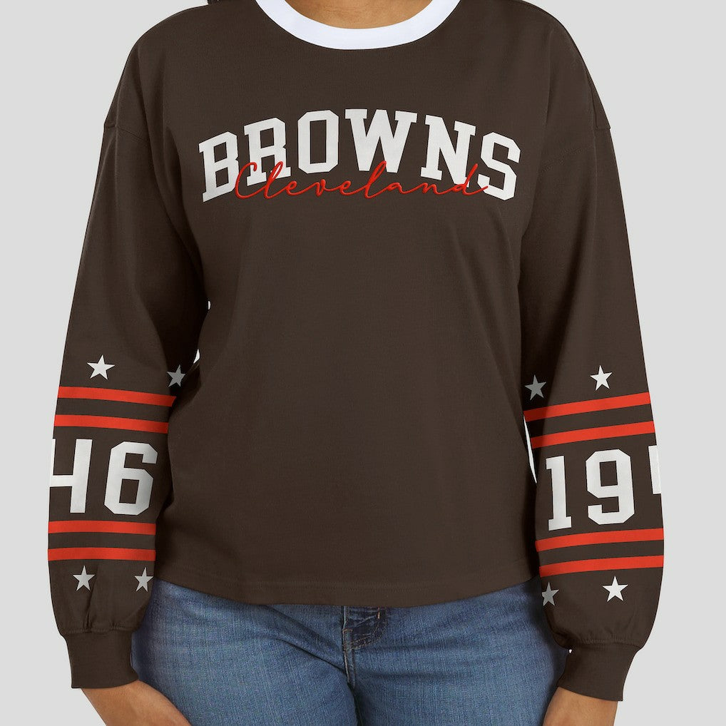 Cleveland Browns WEAR by Erin Andrews Women's Sport Long-Sleeve T-Shirt Brown | NFL