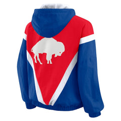 Buffalo Bills WEAR by Erin Andrews Women's Plus Size Retro Crinkle Full-Zip Hoodie Windbreaker Jacket Red/Royal | NFL