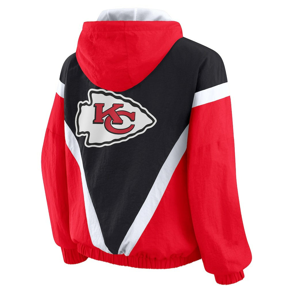Kansas City Chiefs WEAR by Erin Andrews Women's Plus Size Retro Crinkle Full-Zip Hoodie Windbreaker Jacket Red/Black | NFL