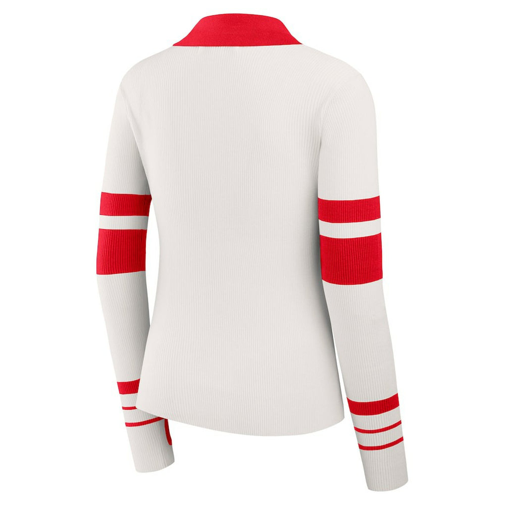 Kansas City Chiefs WEAR by Erin Andrews Women's Ribbed Henley Polo Sweater White | NFL