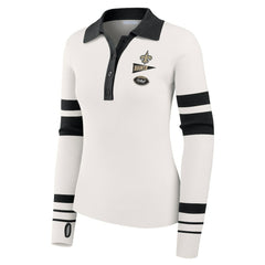 New Orleans Saints WEAR by Erin Andrews Women's Ribbed Henley Polo Sweater White | NFL