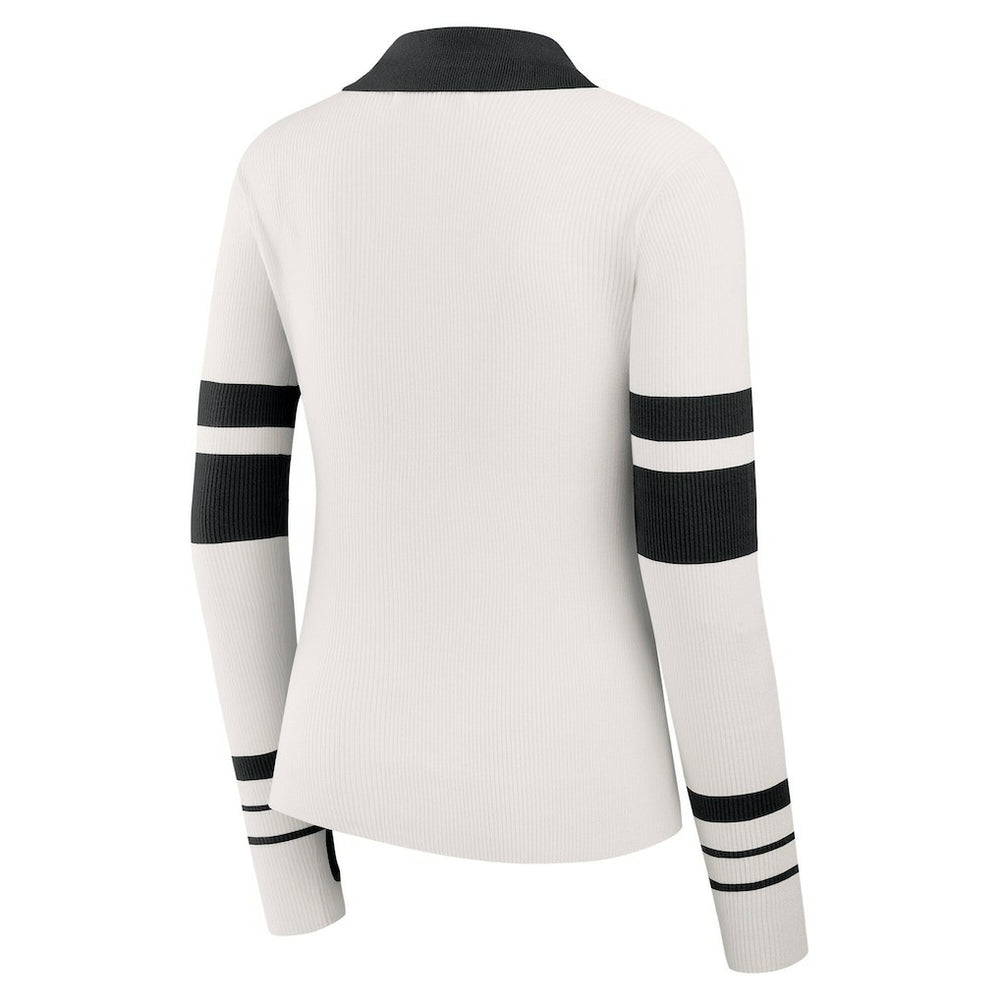 New Orleans Saints WEAR by Erin Andrews Women's Ribbed Henley Polo Sweater White | NFL